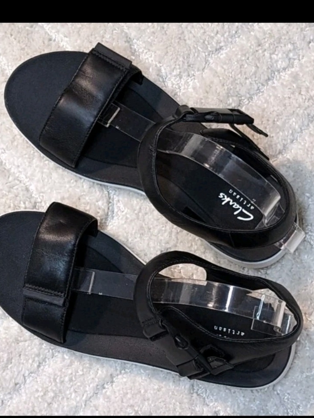 Clarks Artisan Caval Dixie Black Open-Toe Comfort Sandals, 9W - Picture 3 of 7